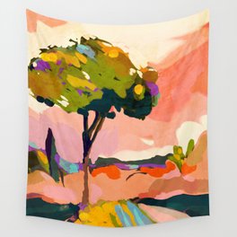 sundown with tree landscape Wall Tapestry