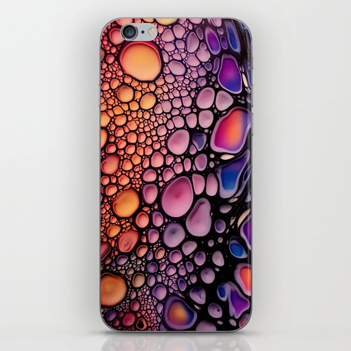 Colorful bubbles pour ink painting iPhone Skin