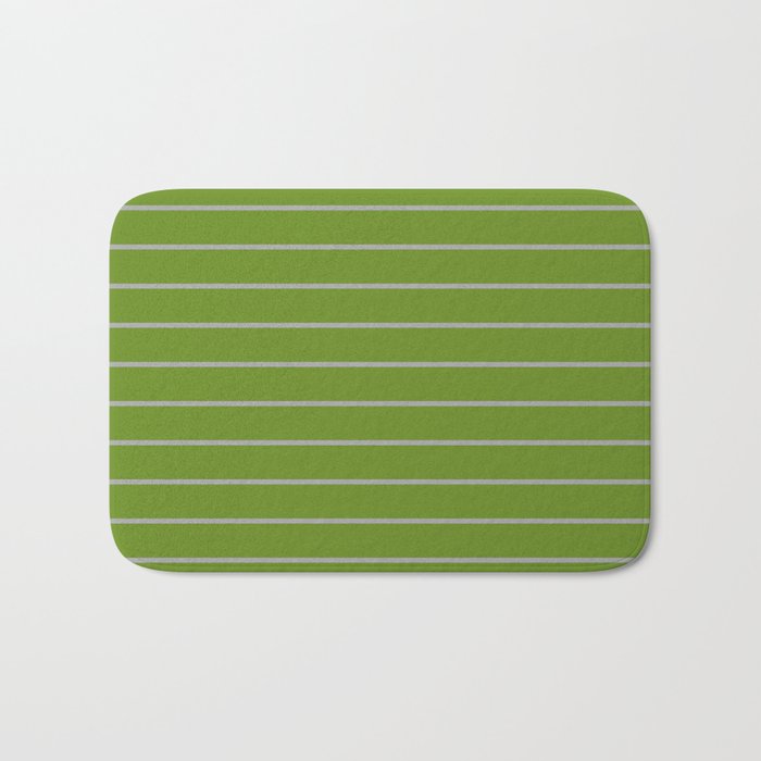 Dark Gray and Green Colored Lines Pattern Bath Mat