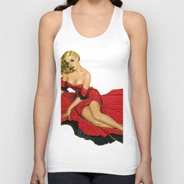 Sexy Blonde Pin Up With Red Dress Vintage Tango Spanish Unisex Tank Top