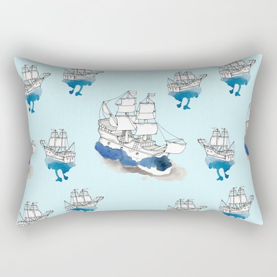 Ships Pattern Rectangular Pillow