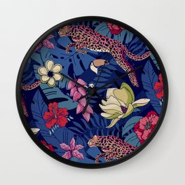 Tropical Midnight Floral Wall Clock