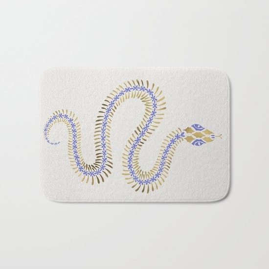 Snake Skeleton – Periwinkle & Gold Bath Mat