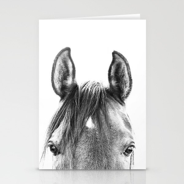 peekaboo horse, bw horse print, horse photo, equestrian print, equestrian photo, equestrian decor Stationery Cards