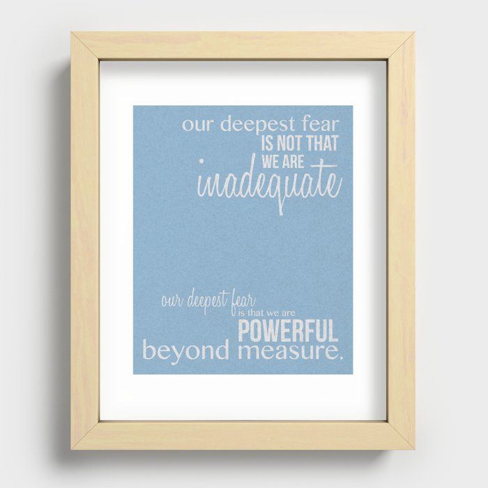 Our Deepest Fear - Coach Carter - Quote Poster Recessed Framed Print