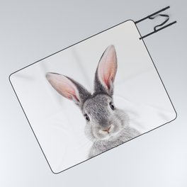 Grey Bunny, Baby Rabbit, Kids Art, Baby Animals Art Print By Synplus Picnic Blanket