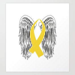 Winged Awareness Ribbon (Gold Ribbon) Art Print | Winged, Support, Kick, Graphicdesign, Child, Goldribbon, Sister, Childhoodcancer, Beat, Awareness 
