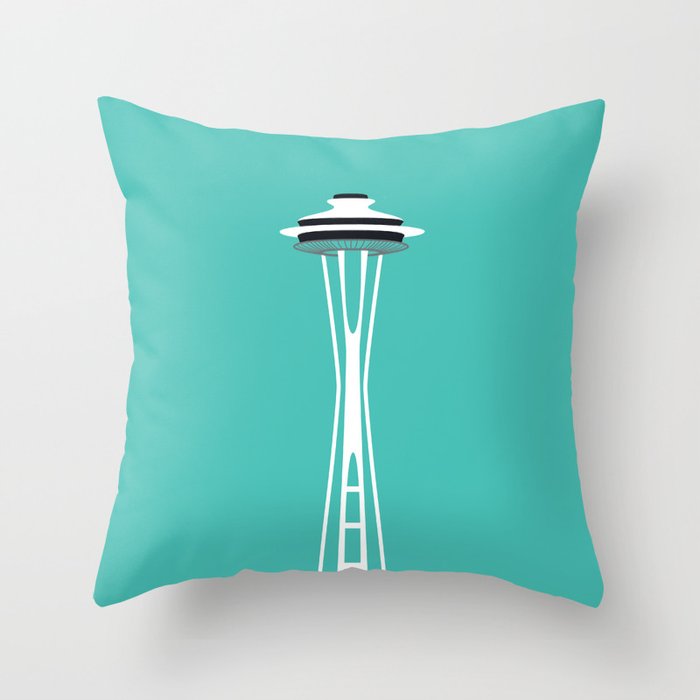 Space Needle Pop Art - Seattle, Washington Throw Pillow