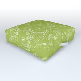 Light Green and White Toys Outline Pattern Outdoor Floor Cushion