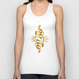Occult snakes triple goddess fertility symbol gold Unisex Tank Top