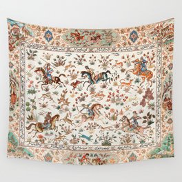 Tabriz Antique Persian Hunting Rug Print Wall Tapestry