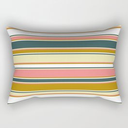 [ Thumbnail: Dark Slate Gray, Pale Goldenrod, Light Coral, Dark Goldenrod, and White Colored Striped Pattern Rectangular Pillow ]