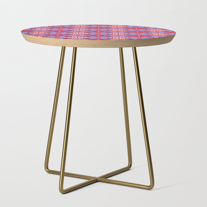 Cheerful Retro Modern Kitchen Tile Pattern Navy and Red Side Table