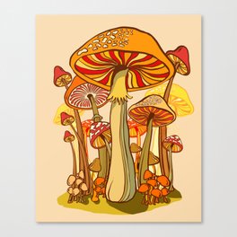 Mushroom 70s madness, orange, red, hippie, boho, midcentury Canvas Print