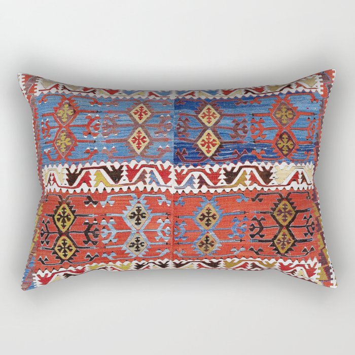 Taspinar Aksaray Antique Turkish Kilim Rug Print Rectangular Pillow