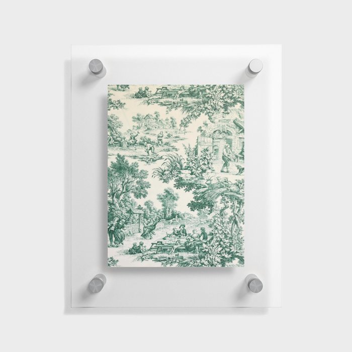 Green Toile de Jouy Floating Acrylic Print