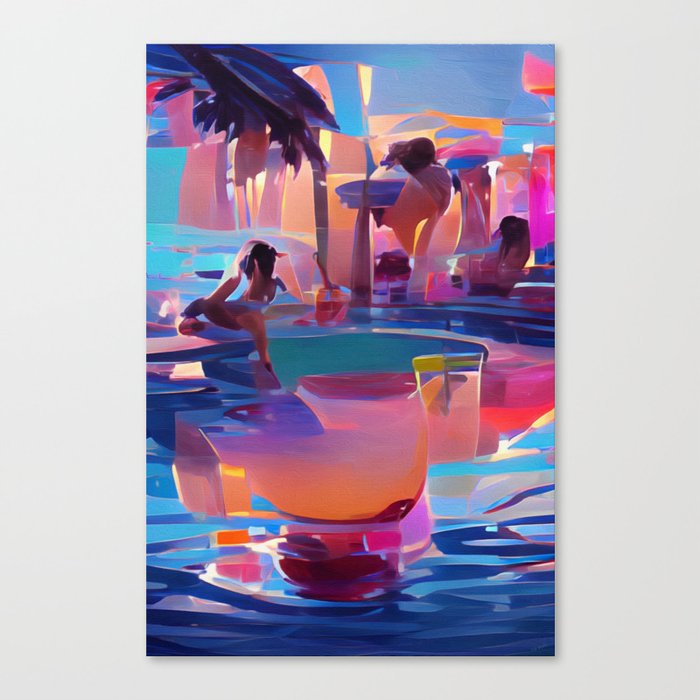 Poolside Drinks Canvas Print