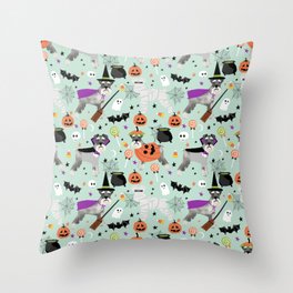 Schnauzer dog breed halloween costumes cute dog gift for fall autumn Throw Pillow