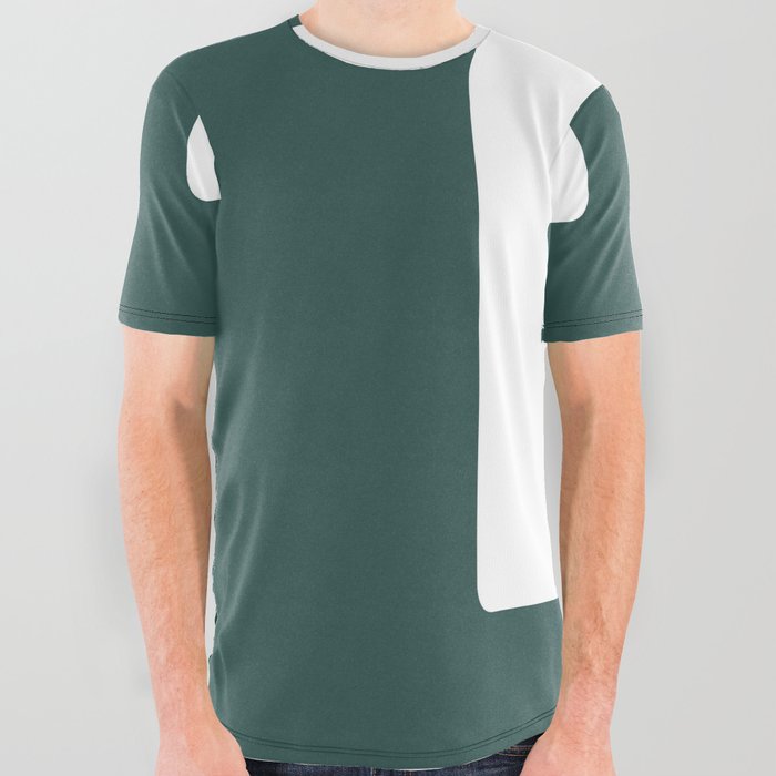 F (White & Dark Green Letter) All Over Graphic Tee