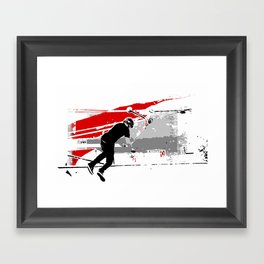 Spinning the Deck - Tail-whip Scooter Stunt Framed Art Print