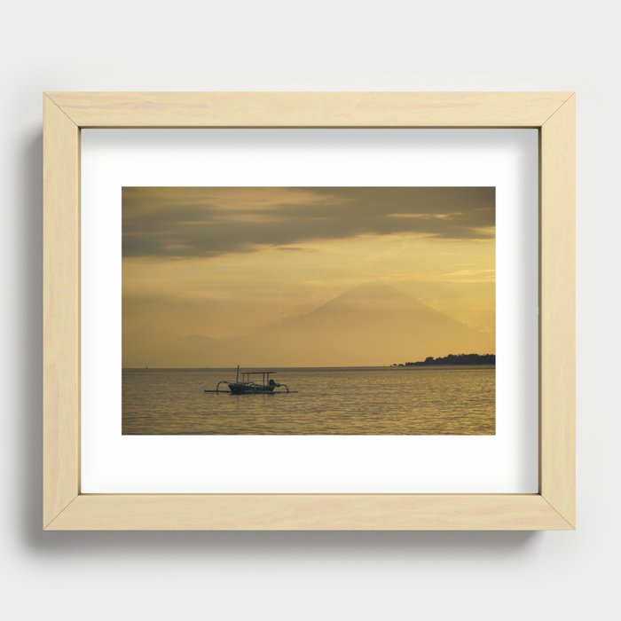 Sunset and the volcano Recessed Framed Print
