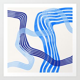 minimal organic waves blue Art Print