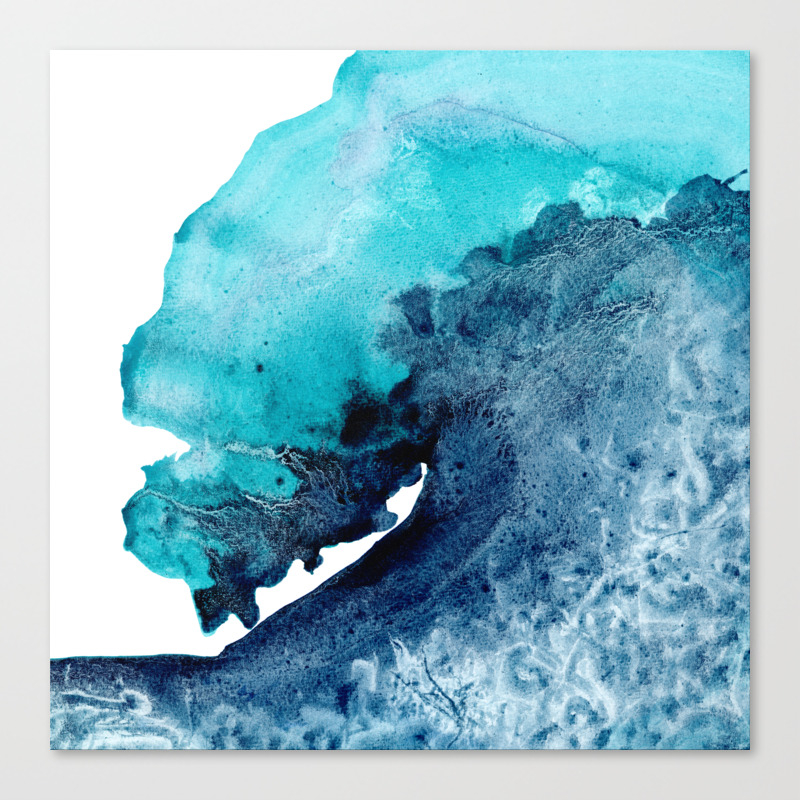 Tidal Wave Abstract Ocean Watercolor Painting Coastal Art Canvas