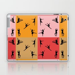 Ballet dancer figures in red, brown, orange, and pink background Laptop Skin