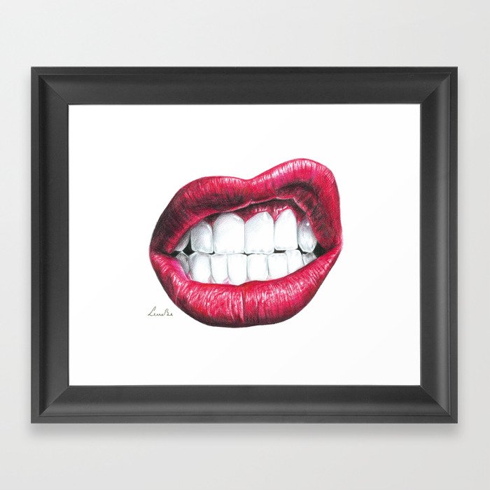 Show me your teeth Framed Art Print