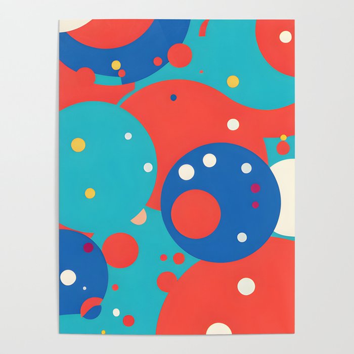Set of colored circles and dots on a colorful background Poster