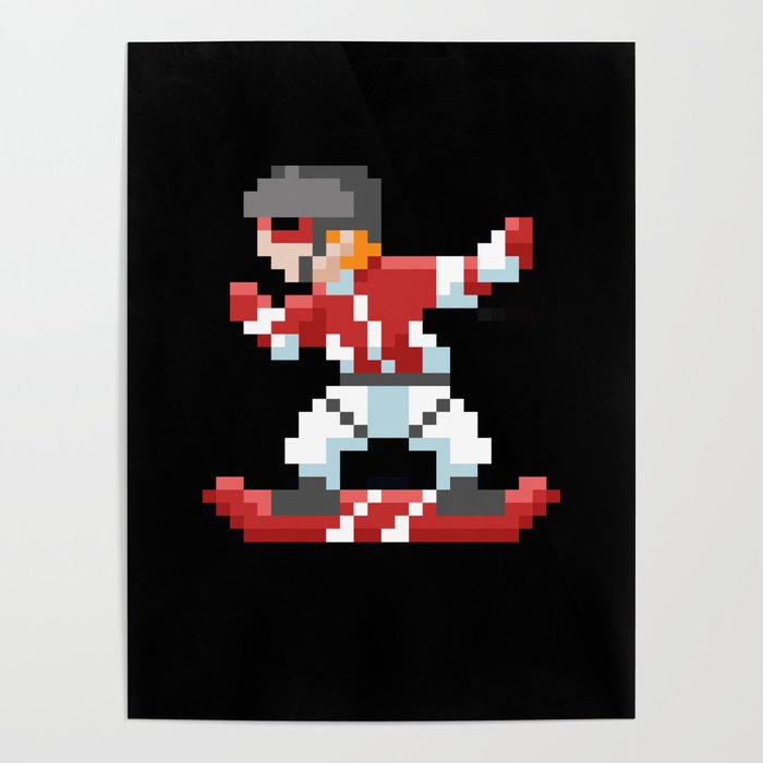 80s Video Game Pixel Art Snowboard Snowboarding Poster by NiceTeee