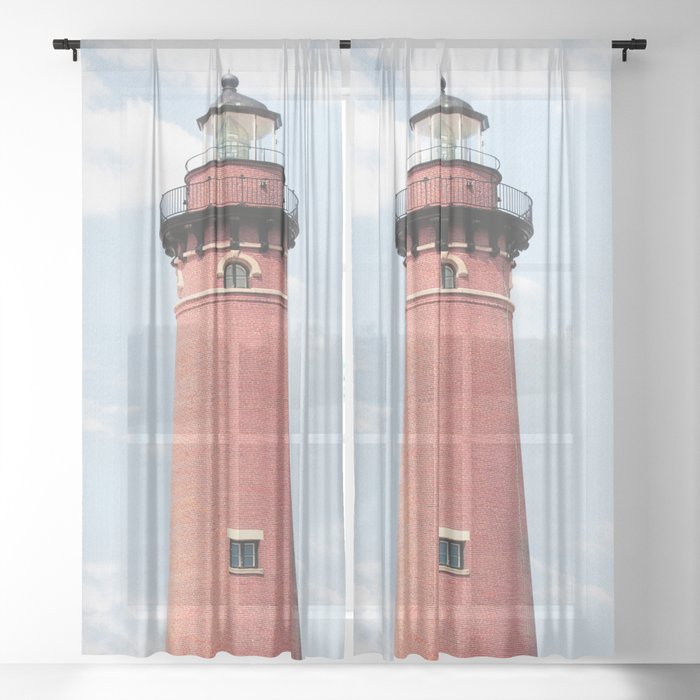 Red Lighthouse Sheer Curtain