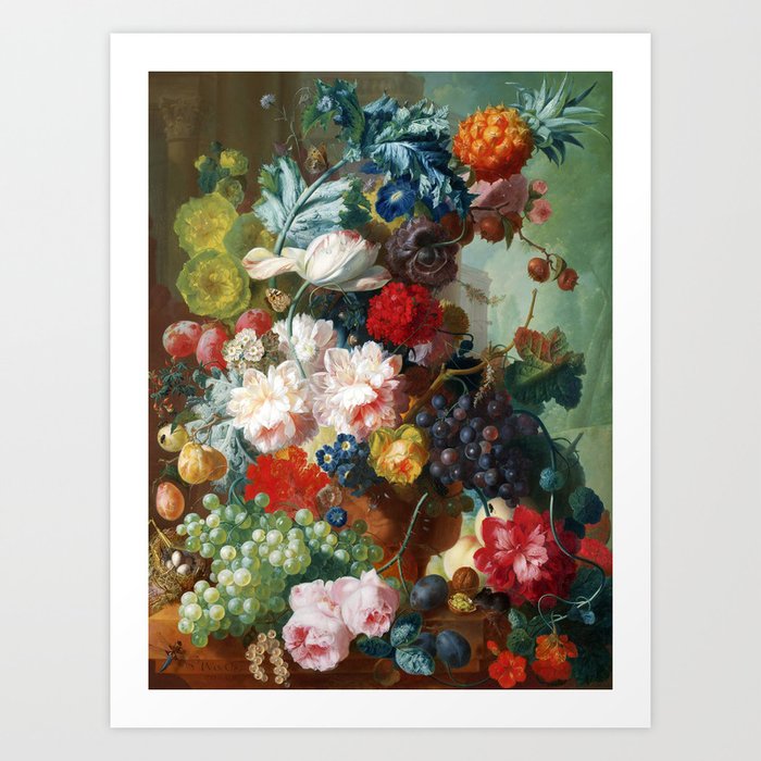 Fruits And Flowers Vintage Painting Art Print By Vintage Archive