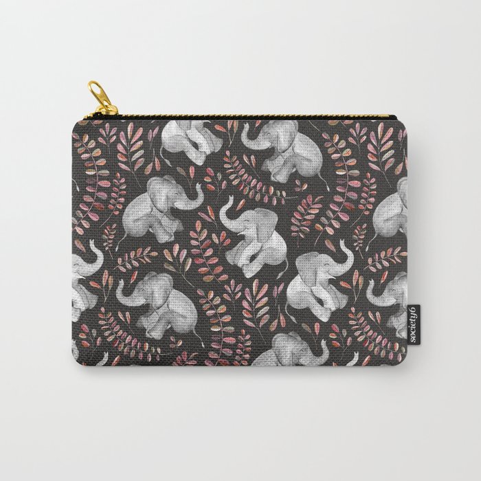 Laughing Baby Elephants - Coral Carry-All Pouch
