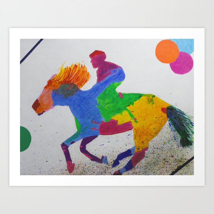 Colorful Horse and Rider Pop Y2K  Art Print