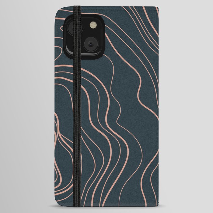 Rose Gold and Blue Abstract iPhone Wallet Case