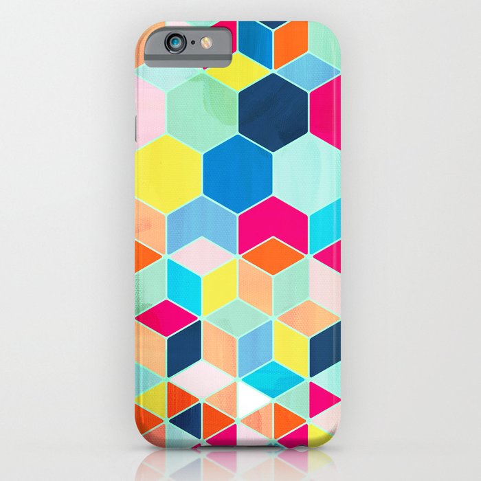 Super Bright Color Fun Hexagon Pattern iPhone Case