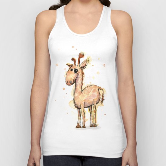 Giraffe Funny Watercolor Painting Unisex Tank Top