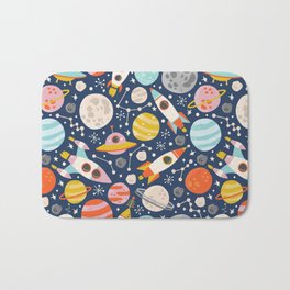 Space Bath Mat | Pattern, Planets, Vintage, Spaceage, Stars, Moon, Ufo, Aliens, Moonpattern, Alien 
