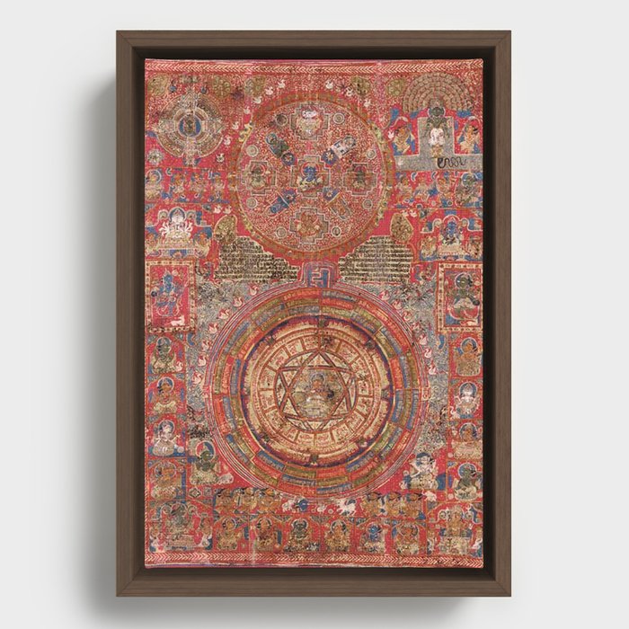 Jain Tantric Painting Gujarat India 1400s Framed Canvas
