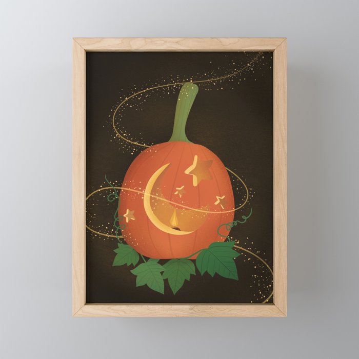 Magical Carved Pumpkin Framed Mini Art Print