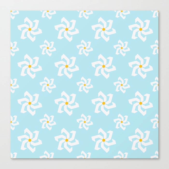 Flowers pattern on blue background Canvas Print