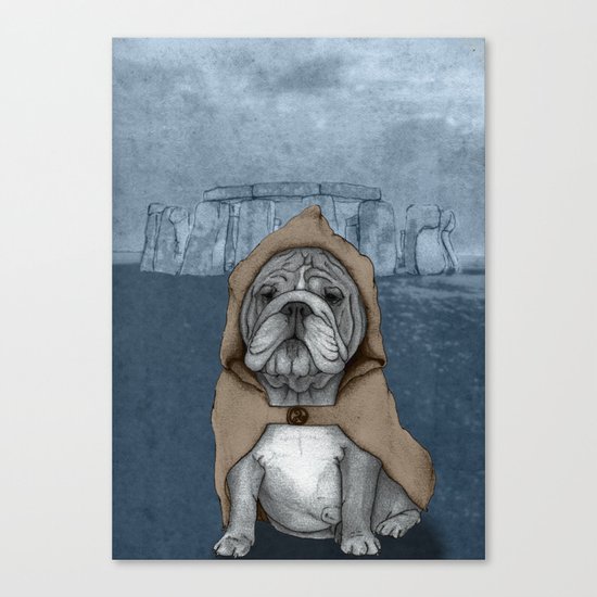 English Bulldog in Stonehenge Canvas Print