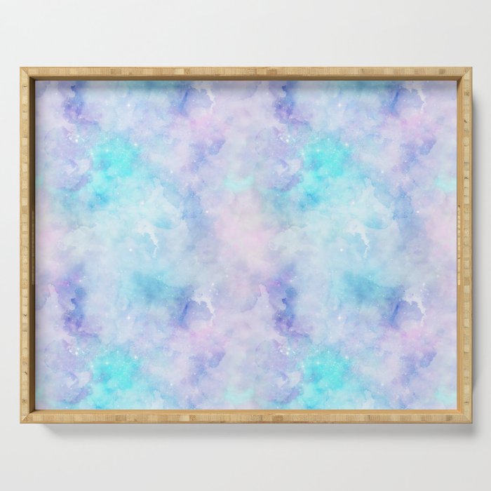 Pink Blue Pastel Nebula Painting Serving Tray