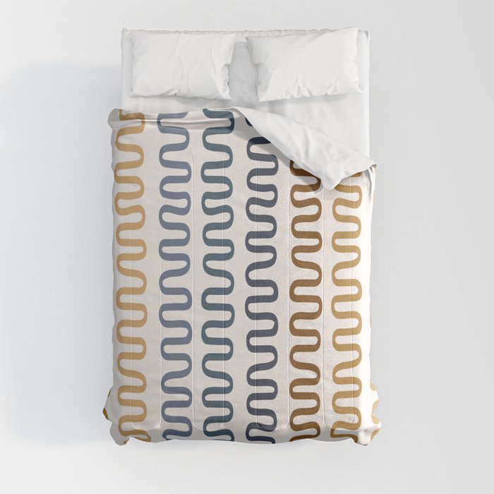 Abstract Shapes 241 in blue tan earthy (Snake Pattern Abstraction) Comforter