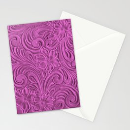 Bright pink tooled leather Stationery Cards