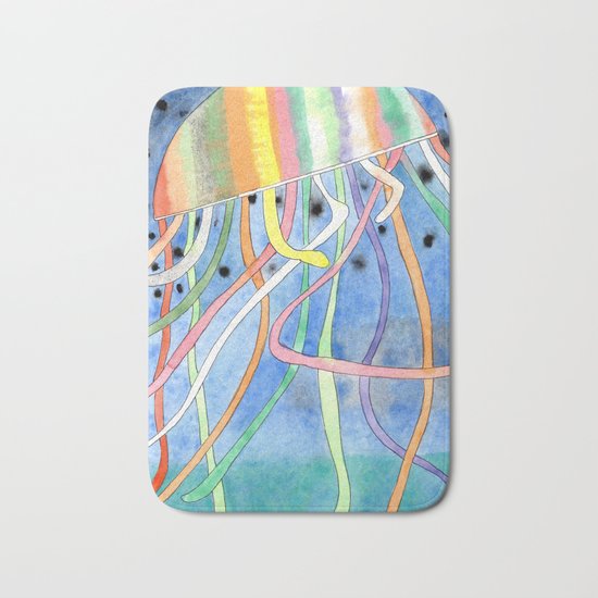 Rainbow Colored Jelly Fish Bath Mat