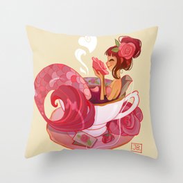 Tea Mermaid Throw Pillow