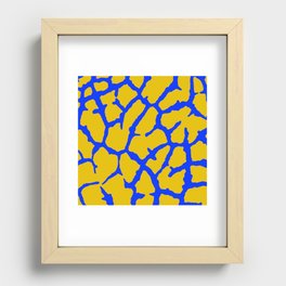 Giraffe Print Yellow Blue Recessed Framed Print
