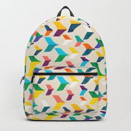 Great Bird Migration Backpack | Geometric, Curated, Colorful, Whimsical, Animal, Other, Abstract, Minimalism, Sun, Painting 